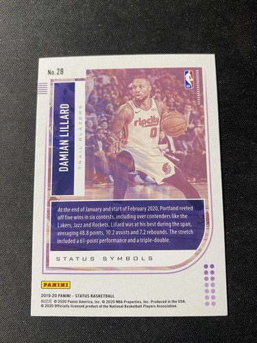 2019-20 Panini Status - Tmall Status Symbols Damian Lillard #28 - Foto 2 di 2