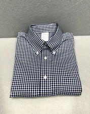 Brooks Brothers Madison Shirt 16 34/35 Blue Gingham Check Button Down Stretch