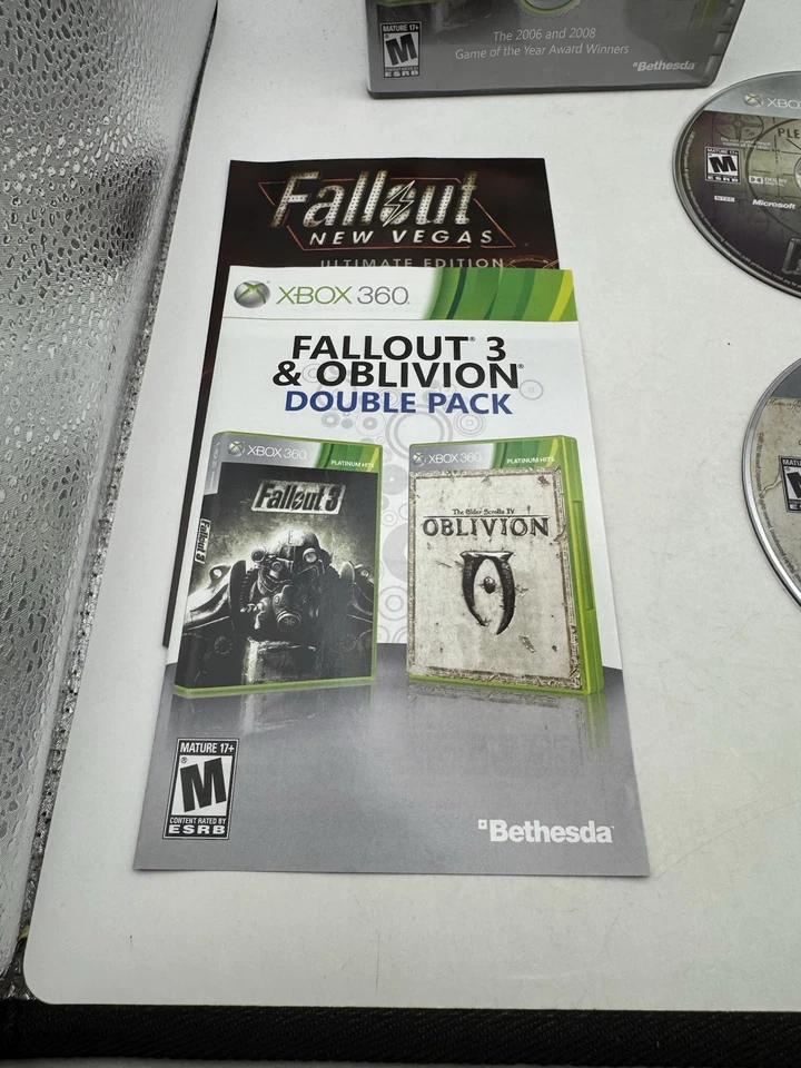 Paquete doble Fallout 3 y Oblivion (Xbox 360) discos limpios en caja original repavimentados funcionando Foto 2 de 4