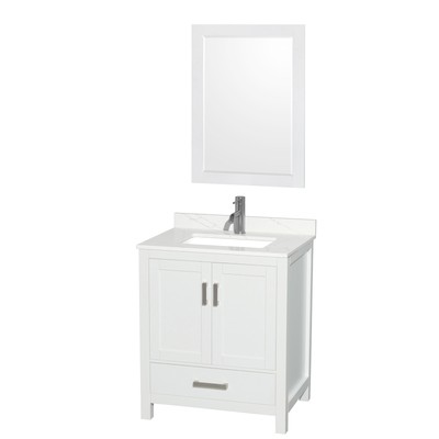 Wyndham Collection WCS141430S-QTZ-UNSM24 Sheffield 30'' - White / Giotto Quartz