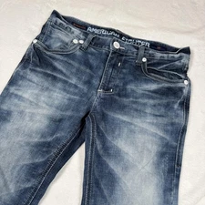 American Fighter Jeans Mens 32 Blue Standard Fit Straight Leg Denim Casual