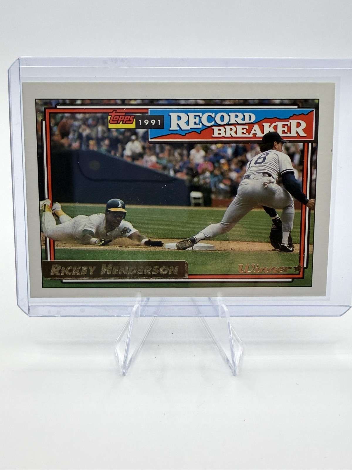 1992 Topps #2 Rickey Henderson Gold Winners Large Back Logo