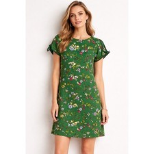 Ann Taylor Dark Green Floral Dress | Size 0