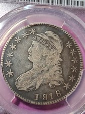 1818 -P CAPPED BUST HALF. #O-114. R-3 PCGS F-12. ORIGINAL. UNCLEANED.
