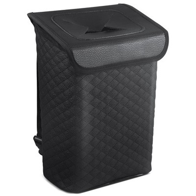 2 Gallon Car Trash Can with Lid - Leakproof PU Leather Auto Garbage Bin, Travel,
