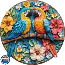 Mys Aurora Wooden Puzzles for Adults Round Parrots Jigsaw Puzzles