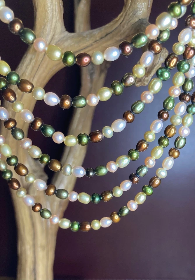 Honora Freshwater Pearl Necklace Rainforest Collection Sterling 925 Silver 4-5mm