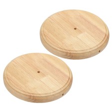 2pcs 10.5"x1.3" Wooden Lamp Base Solid Wooden Base Wood Desk Lamp Display Stand