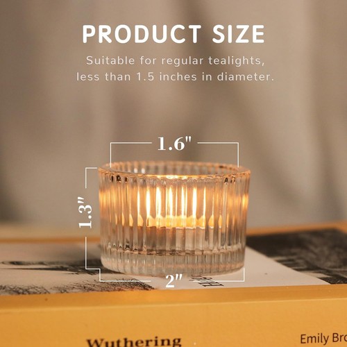 24 Pezzi Portacandele Tealight Trasparente, Portacandele Votivo in Vetro per Autunno Noi... - Foto 2 di 7
