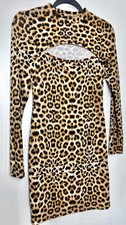 Shein Yellow Black Bodycon Animal Print Mini Dress Size UK 10
