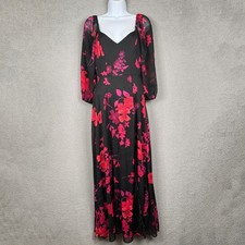 Premier Amour Dress Womens 2 Black Floral Fairy Romantic Feminine Sheer Y2K