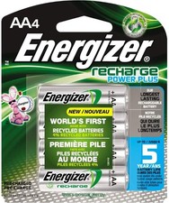 Energizer NiMH Rechargeable Batteries, AA, 4 Batteries/Pack