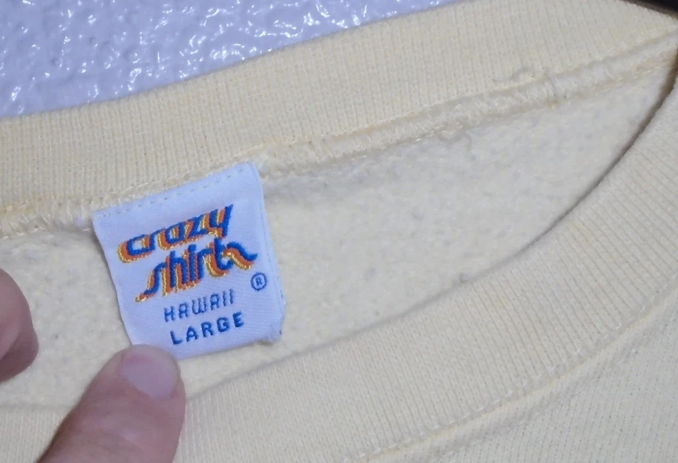 Vintage 90s Sharka Surf Co. Crazy Shirts crewneck sweatshirt Large (XL) yellow - Image 3 of 3