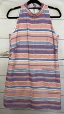 Karen Millen Dress 8 Woven Boho Multicolor Sleeveless Stripes Party Classy