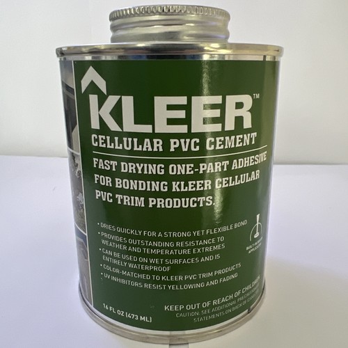 Kleer PVC Vinyl Cement 16 Oz with Brush, Clear Waterproof Vinyl Adhesive Glue