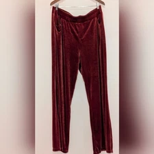 Attitudes by Renee Rust Velvet Lounge Pants Size XL Wide Leg Pockets Boho