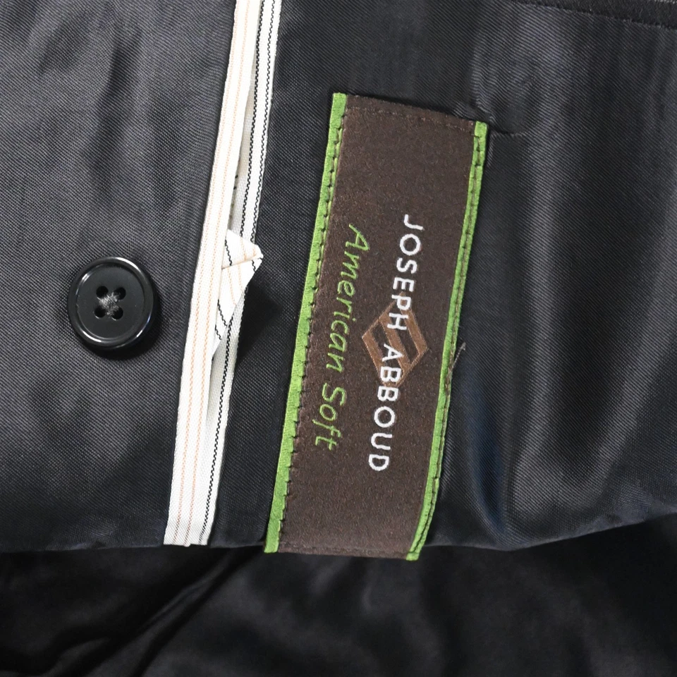 Joseph Abboud 44L 36x34 Black Striped American Soft Wool Mens Jacket Pants Suit - Image 4 of 4