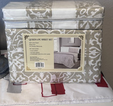 Queen 6 Piece Sheet Set 1800 Series Deep Pocket Wrinkle Free Geometric Gray
