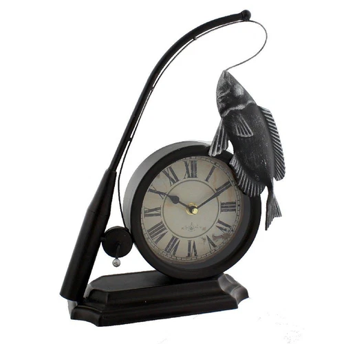 Fishing Rod & Fish Mantel Clock
