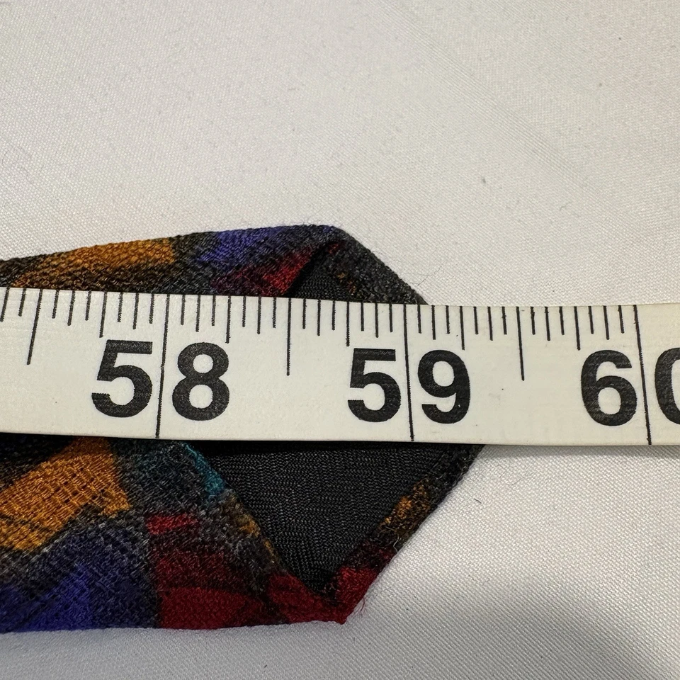 Corbata de Seda LDM Italia Hecha en Italia Vintage Años 90 Geométrica Abstracta Retro 59x3,75 Foto 3 de 4
