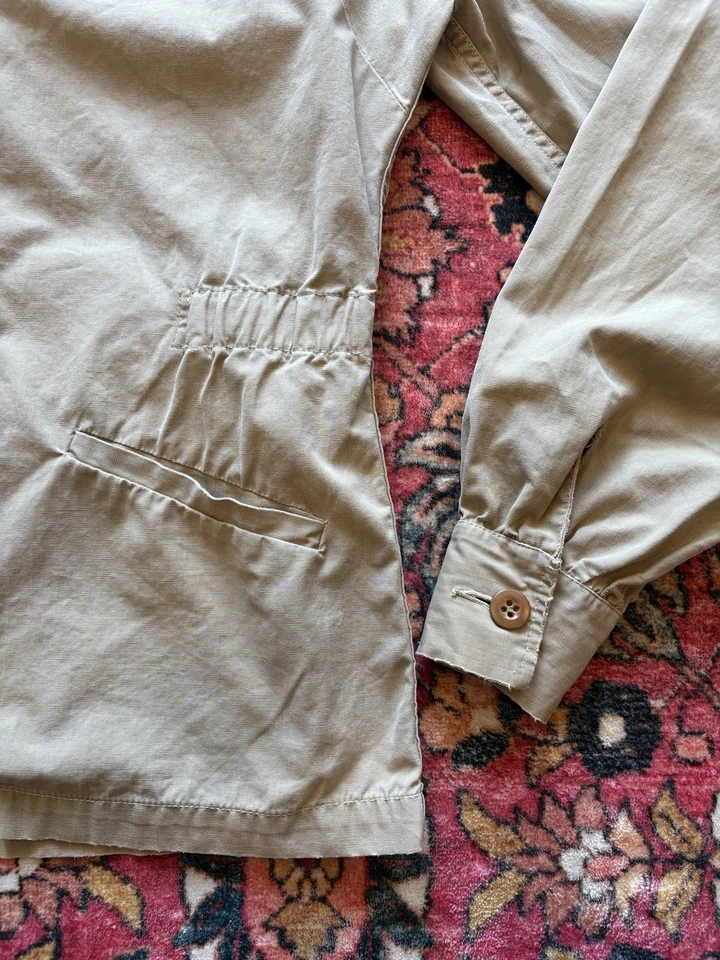 复古 50 年代 60 年代野生动物园夹克斜纹卡其色 Conmar 拉链轻便狩猎夹克 M — 第 3/4 张图片