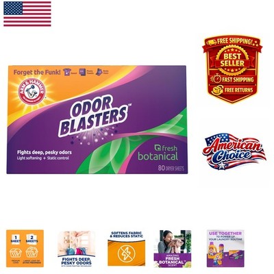 Odor Blasters Dryer Sheets - 80 Ct Fresh Botanical Scent, Fragrance-Free Option