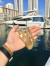 NEW 18K Yellow Gold Men Women 12MM Thick Cuban Link Chain Clasp 30” MADE ITALY