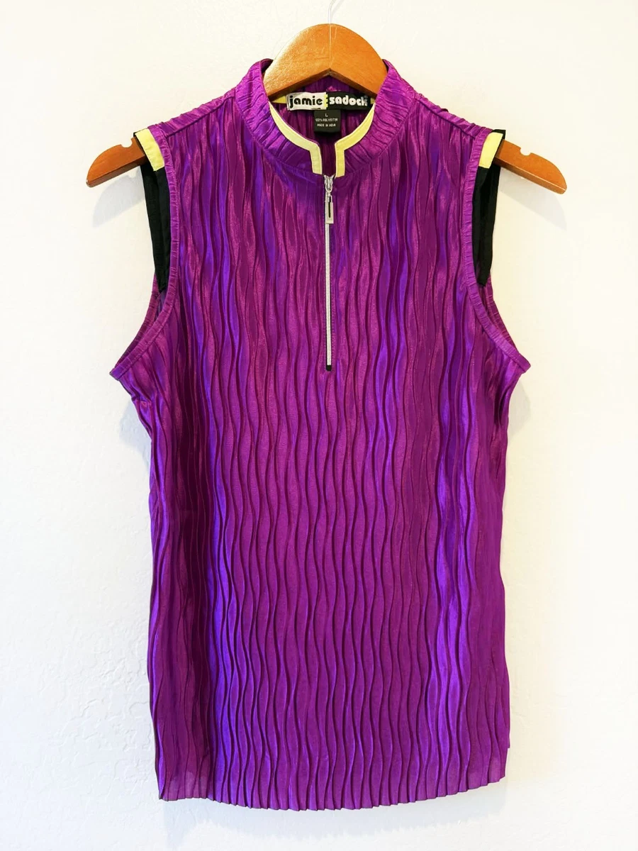 Haut Sans Manches Jamie Sadock Femme – Violet Abstrait, Fermeture Zip, Taille M (occasion)