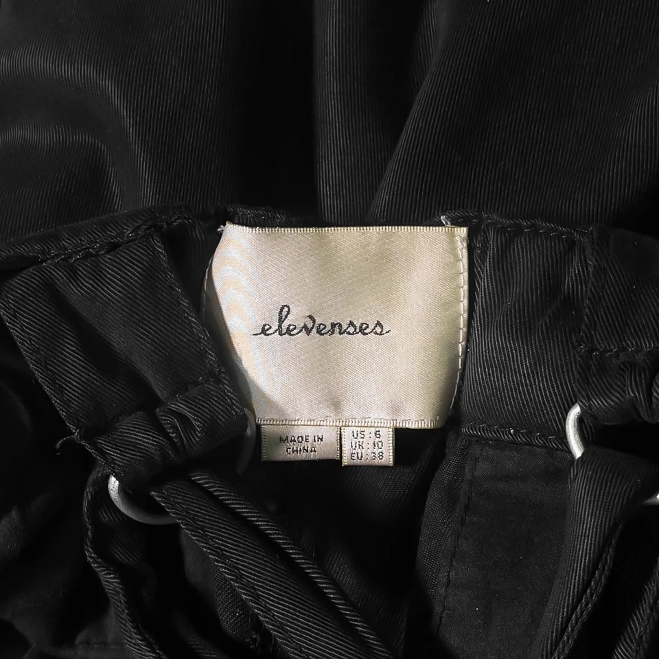 Mono para mujer Elevenses Anthropologie negro recortado pierna ancha sable mameluco 6 Foto 3 de 4