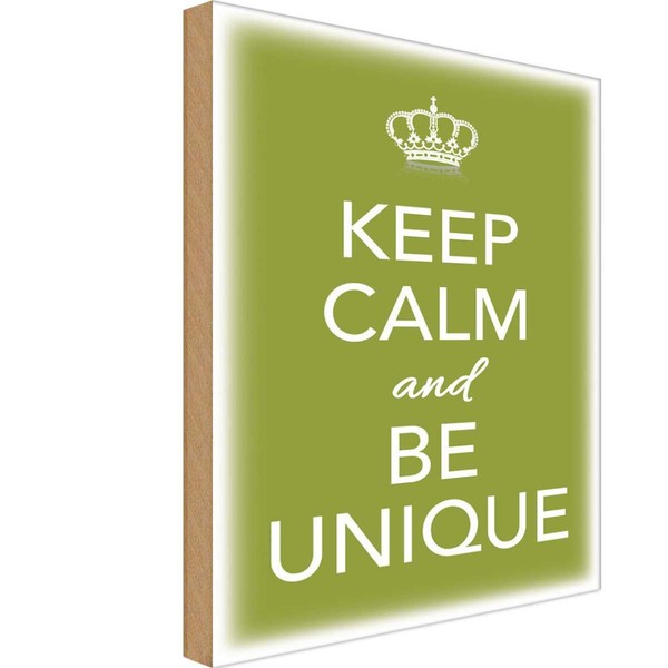 Holzschild 18X12 Cm Keep Calm And Be Unique Deko Geschenk Holz Schild-image