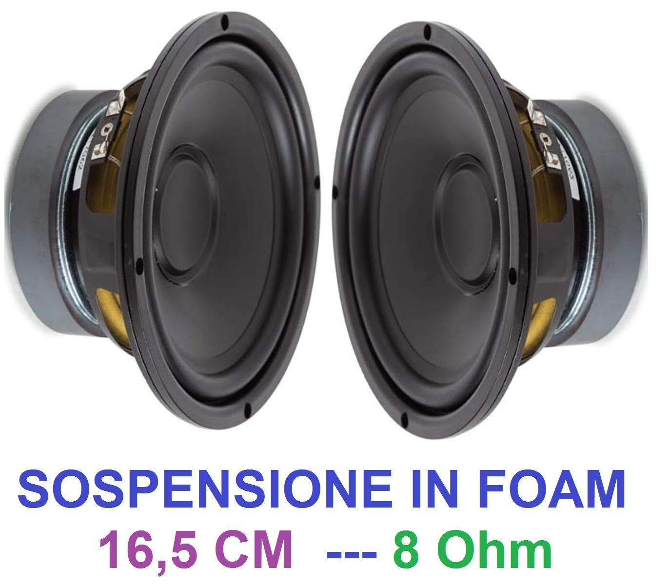 COPPIA WOOFER 16,5 CM 8 Ohm 6,5" POLLICI ALTOPARLANTE 165 MM IN FOAM