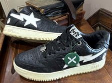 A Bathing Ape (BAPE) Bapesta Black White Leat...