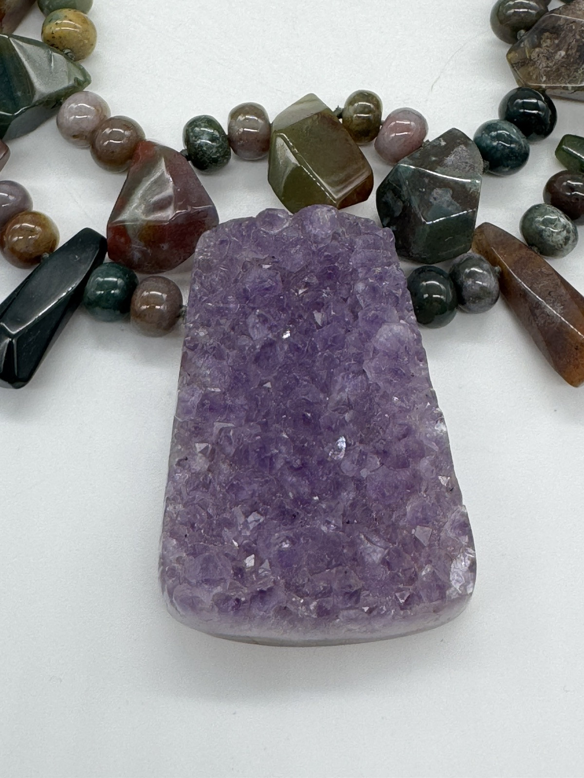 Amethyst Statement Necklace with Large Rough Amet… - image 9