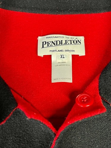 Vintage PENDLETON 100% Merino Wool Coat – Reversible Black & Red – Size XL - Picture 5 of 8
