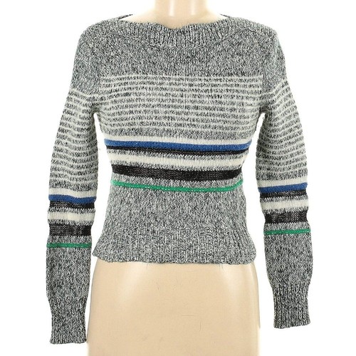 See By Chloe Grey Striped Wool-Blend Sweater