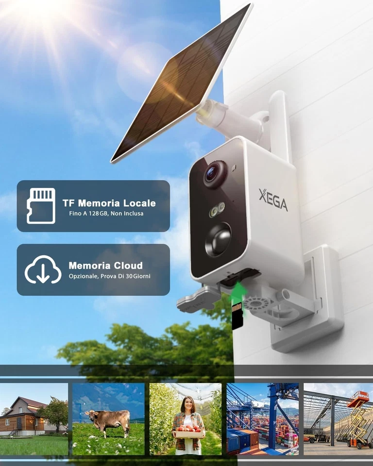 Xega 4G LTE Telecamera Esterno Senza Fili con SIM Scheda,2K Videocamera 10000mAh - Immagine 4 di 4