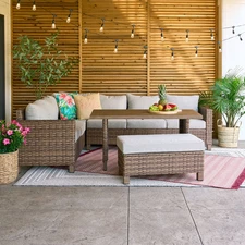 Better Homes & Gardens 4 Piece Outdoor Wicker Patio Sectional Dining Set Storage