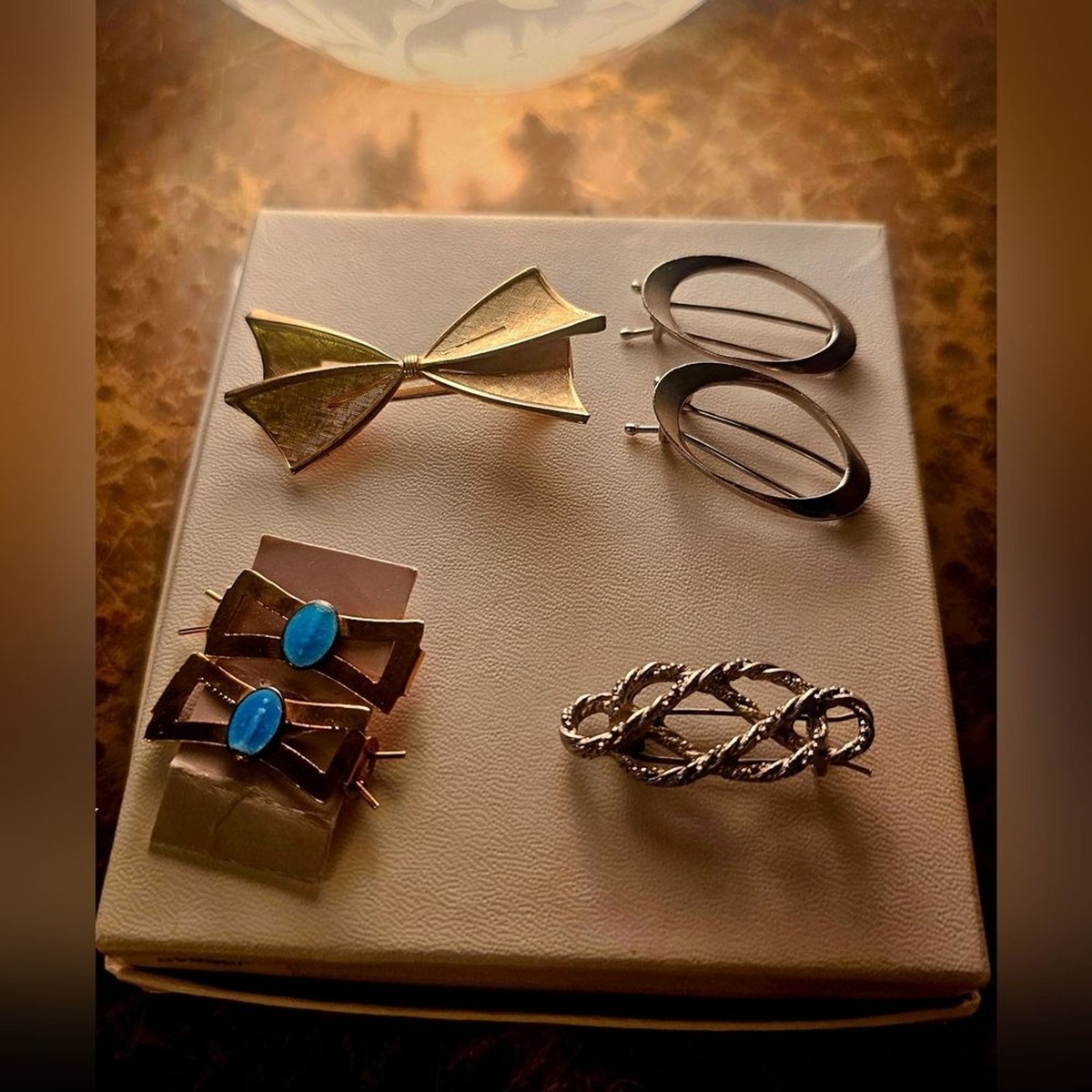 Vintage Sets/single Barrettes W/ Jewel, Resin Mother Mary, & Gold/silver Designs View 2