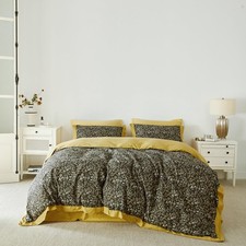 Vine Floral Duvet Cover King 100 Cotton 3 Pcs Set 1 Vintage Yellow Botanical...