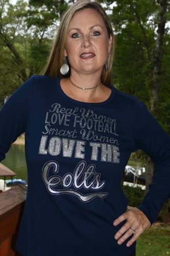 Colts Real Women Love Football bling shirt XS S M L XL XXL 1X 2X 3X 4X 5X - Picture 4 of 12