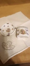 Vintage Porcelain Ashtray and cigarette holder 3 " Diameter ashtray Germany nice