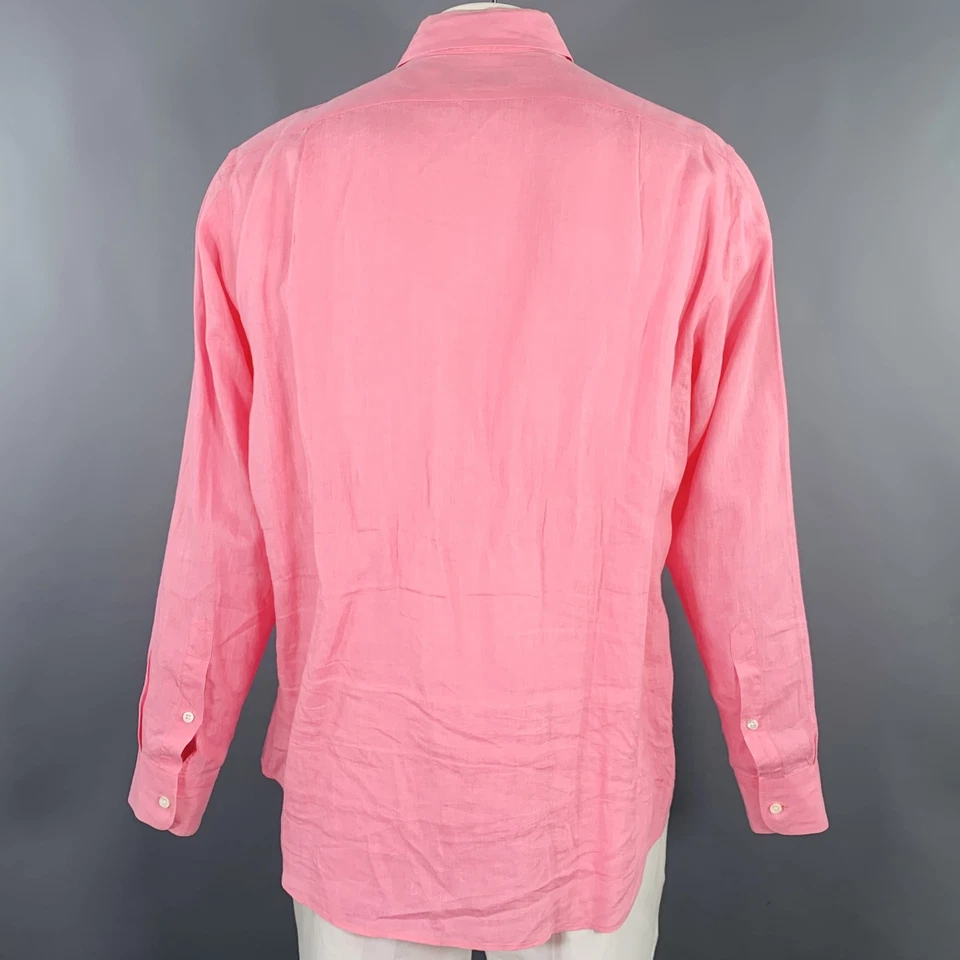 Camisa Manga Larga Ralph Lauren Talla L Rosa Lino Un Bolsillo Foto 3 de 4
