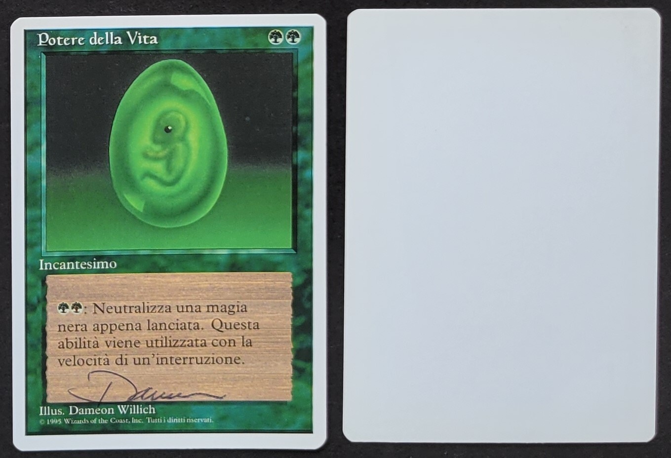 SIGNED MtG Magic D Willich Artist Proof _ Italian 4E Fourth _ LIFEFORCE _ 1/50!