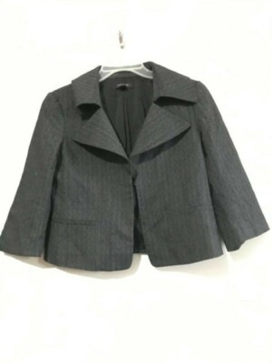 Ann Taylor Virgin Wool Size 0 Gray Suit Jacket Blazer Women 249225