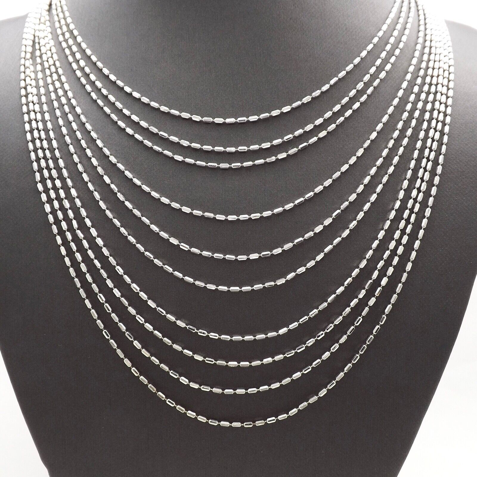 Milor Sterling Italy Bar Bead Liquid Silver 10 Layered Strands Chain  Necklace | eBay
