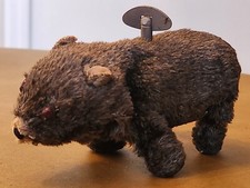 Old Plush Wind Up Walking Black Bear - 1950s Japan