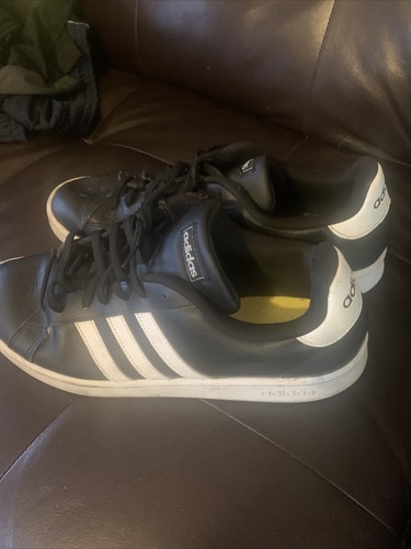 Adidas Men’s Sz 11 Cloudfoam Sneakers Shoes HWI 28Y001 Black/White 3 Stripes - Picture 2 of 11