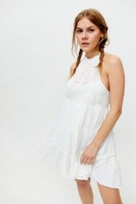 Urban Outfitters UO Head In The Clouds Halter Mini Dress White M Orig $99, NWT