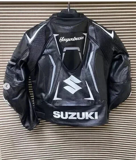 Suzuki GSXR Motorcycle Jackets Racing Yellow Black Leather Motorbike Sport Biker - Image 4 of 4