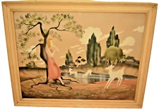 PHIL PARADISE Original Vintage Signed Portrait Landscape Ink Watercolor Painting